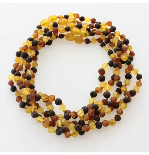 5 Raw Multi BAROQUE Baby teething Baltic amber necklaces 33cm