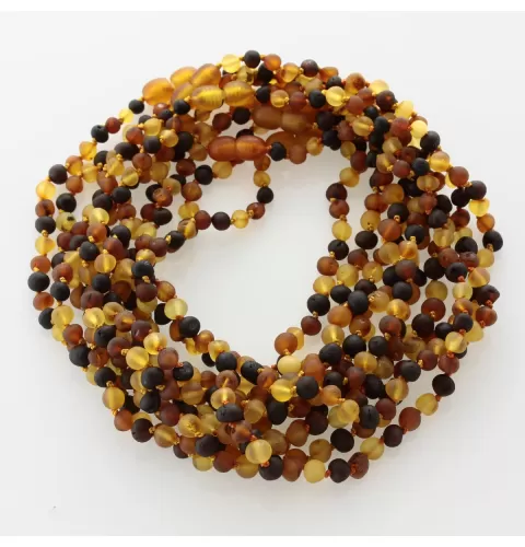 5 Raw Multi BAROQUE Baby teething Baltic amber necklaces 33cm