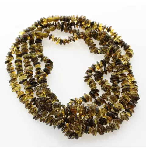 5 Green CHIPS Baltic amber necklaces 45cm