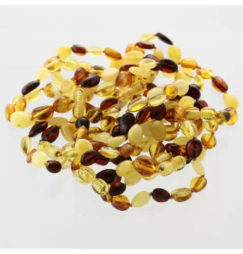10 Mix BEANS Baltic amber bracelet 19cm