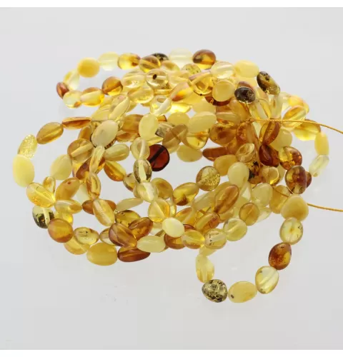 10 Mix BEANS Baltic amber adult stretch bracelets 19cm
