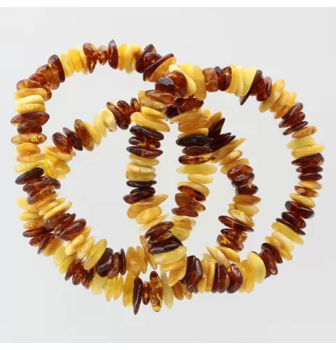 Multi Chips Baltic Amber Stretch Bracelet 18cm