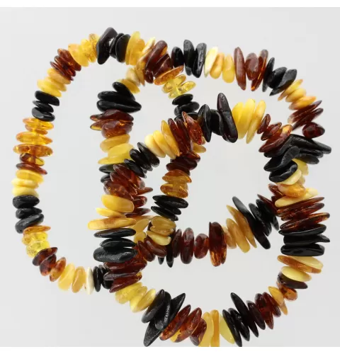 Multi Chips Baltic Amber Stretch Bracelet 18cm