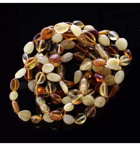 6 Mix BEANS Baltic amber bracelet 19cm