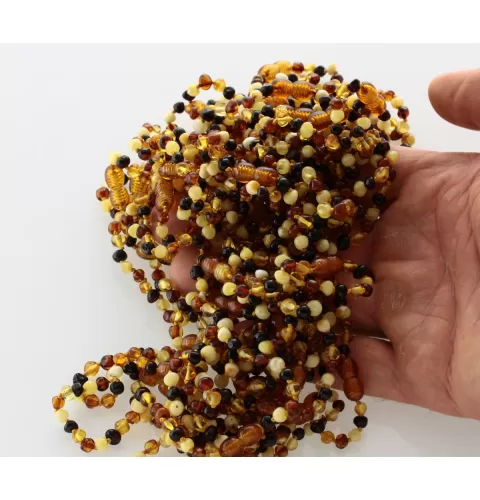 10 Small Multi BAROQUE Baltic amber teething bracelets 14cm