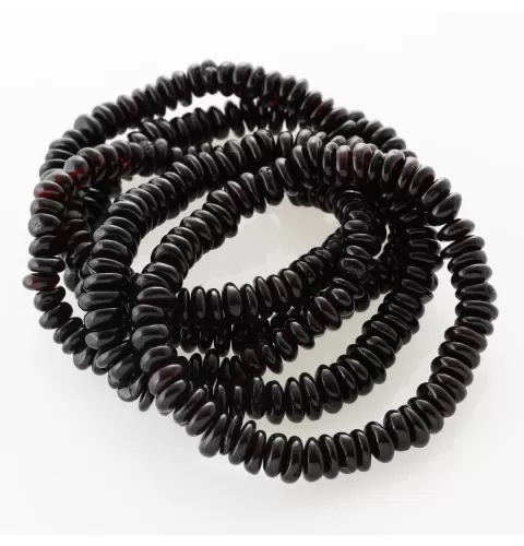 5 Cherry BUTTON Baltic amber adult stretch bracelets 18cm