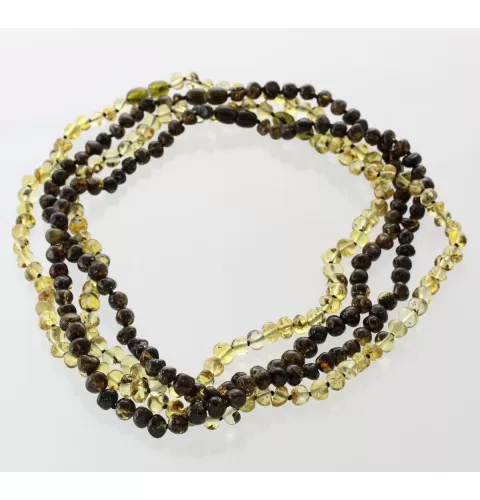 4 Green BAROQUE Baltic amber adult necklaces 45cm