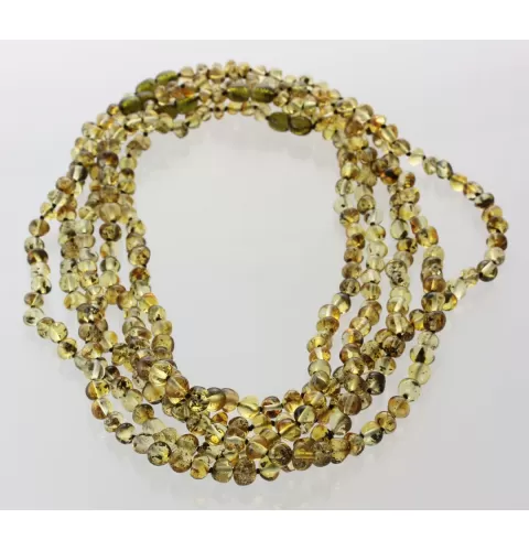 5 Green BAROQUE Baltic amber adult necklaces 45cm