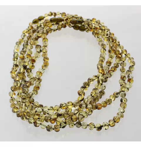 5 Green BAROQUE Baltic amber adult necklaces 45cm