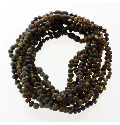 10 Raw Dark BAROQUE Baltic amber teething necklaces 33cm