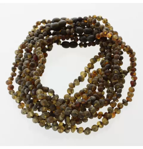 10 Big Raw Dark BAROQUE Baltic amber teething necklaces 33cm