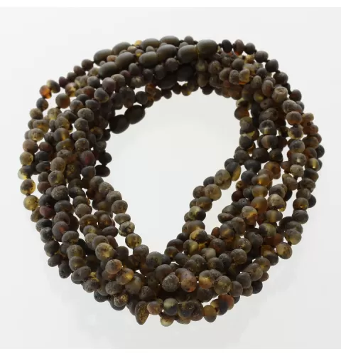 10 Raw Dark BAROQUE Baltic amber teething necklaces 33cm