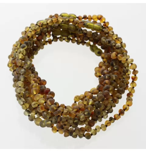 10 Big Raw Green BAROQUE Baltic amber teething necklaces 33cm