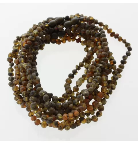 10 Raw Green BAROQUE Baltic amber teething necklaces 33cm