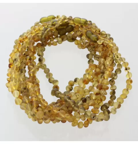 10 Big Raw Green BAROQUE Baltic amber teething necklaces 33cm