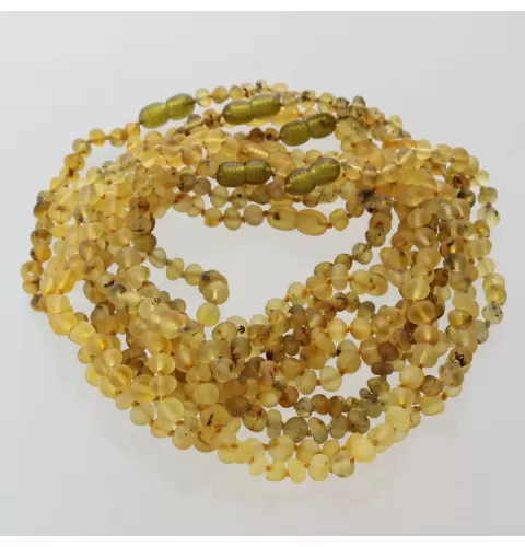10 Raw Green BAROQUE Baltic amber teething necklaces 33cm