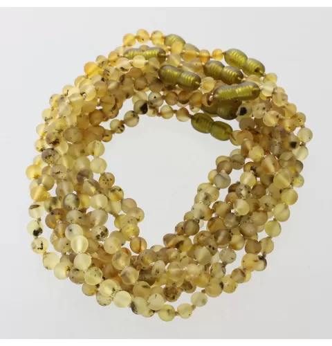 10 Raw Green BAROQUE Baltic amber teething necklaces 28cm