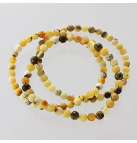 3 Marble ROUND Baltic amber bracelets 18cm