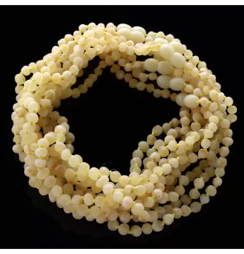 10 Raw Milk BAROQUE Batic amber necklaces 33cm