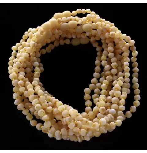 10 Raw Milk BAROQUE Batic amber necklaces 33cm