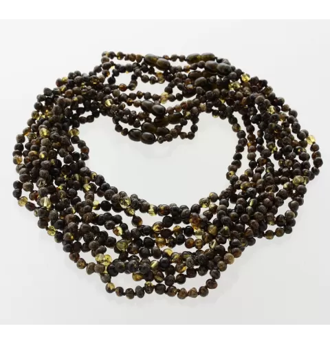10 Small Dark BAROQUE Baltic amber adult necklaces 46cm