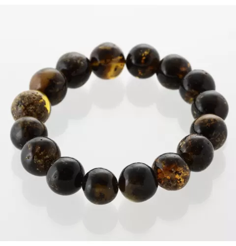 Large Dark Baltic Amber BAROQUE Beads Stretchy Bracelet 20cm