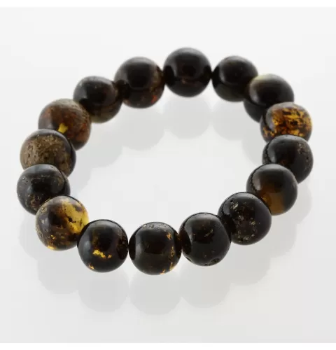 Large Dark Baltic Amber BAROQUE Beads Stretchy Bracelet 20cm