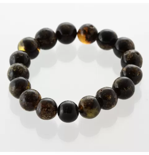 Large Dark Baltic Amber BAROQUE Beads Stretchy Bracelet 20cm