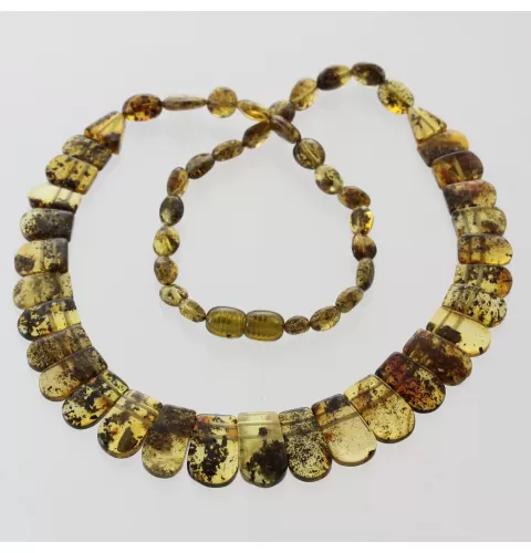 Green Pieces Baltic Amber Women Necklace Collar 47cm