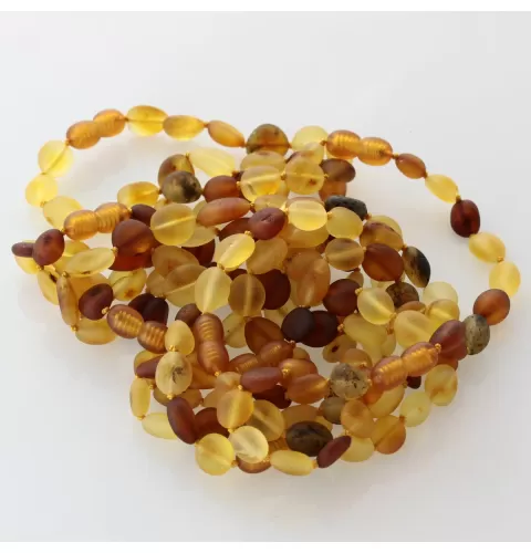 10 Raw Mix BEANS Baltic amber adult bracelets 19cm