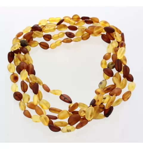 5 Raw Mix BEANS Baltic amber adult necklaces 45cm