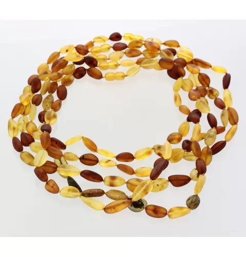 5 Raw Mix BEANS Baltic amber adult necklaces 45cm