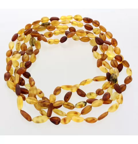 5 Raw Mix BEANS Baltic amber adult necklaces 45cm