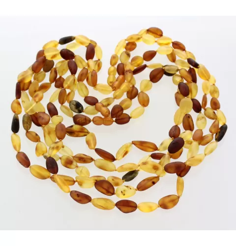 5 Raw Mix BEANS Baltic amber adult necklaces 52cm