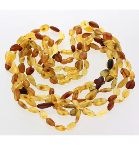 5 Raw Mix BEANS Baltic amber adult necklaces 52cm