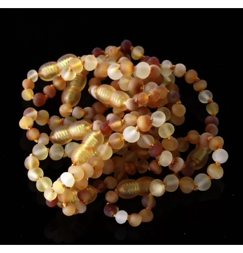 9 Raw Mix BAROQUE Baltic amber teething bracelets 12cm