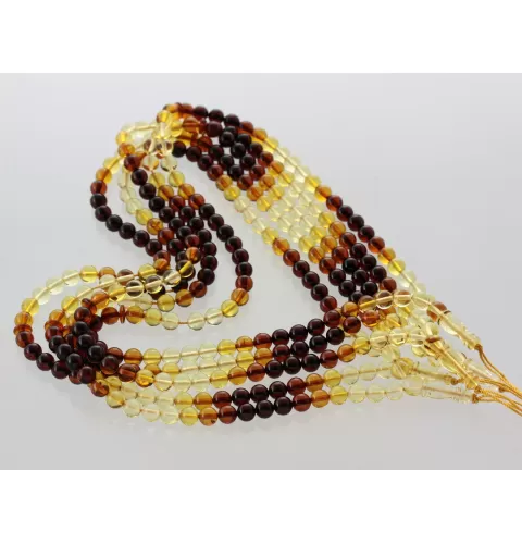 Lot of 5 Islamic 66 Rainbow Baltic amber Prayer ROUND beads
