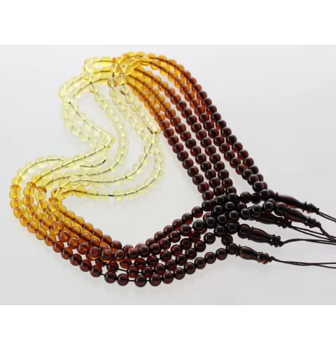 Lot of 5 Islamic 66 Rainbow Baltic amber Prayer ROUND beads