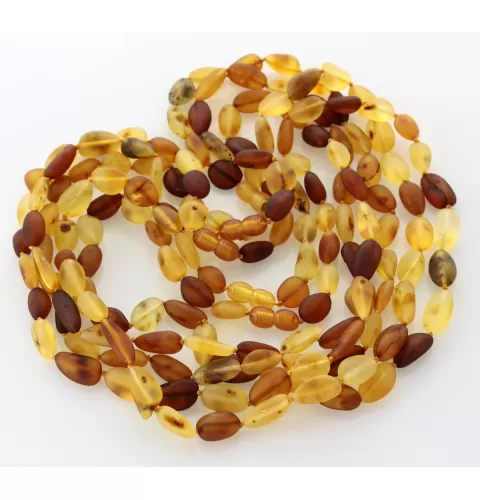 5 Raw Mix BEANS Baltic amber adult necklaces 52cm
