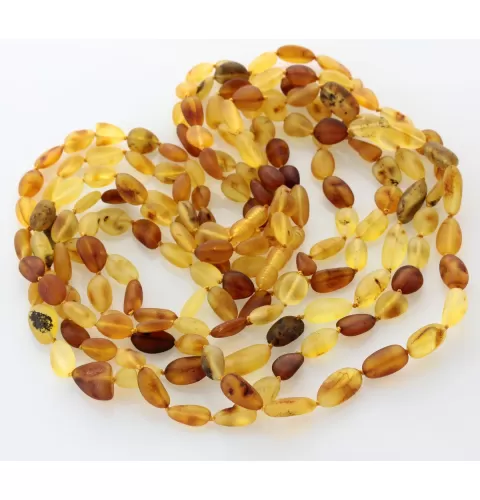 5 Raw Mix BEANS Baltic amber adult necklaces 52cm