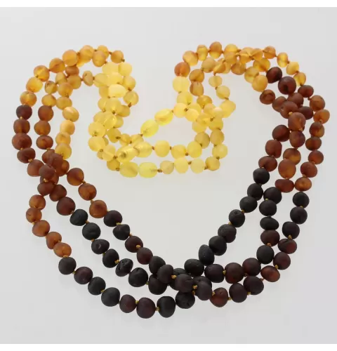 3 Raw Rainbow BAROQUE Baltic amber adult necklaces 53cm