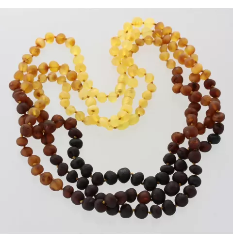 3 Raw Rainbow BAROQUE Baltic amber adult necklaces 53cm