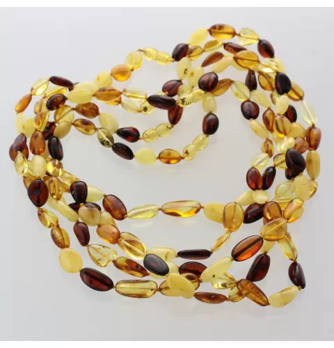 5 Multi BEANS Baltic amber adult necklaces 45cm
