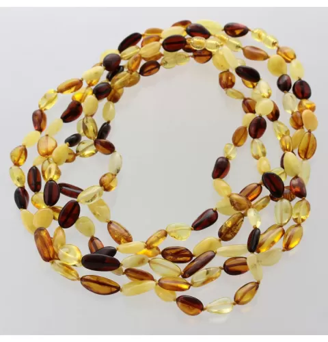 5 Multi BEANS Baltic amber adult necklaces 45cm