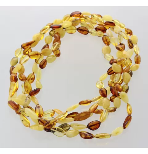 5 Mix BEANS Baltic amber adult necklaces 45cm