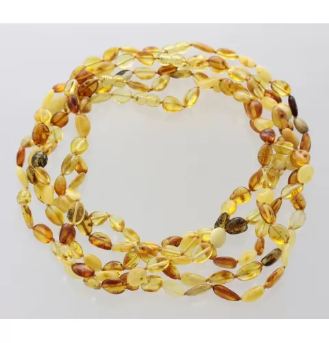 5 Mix BEANS Baltic amber adult necklaces 45cm
