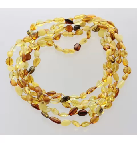 5 Mix BEANS Baltic amber adult necklaces 45cm