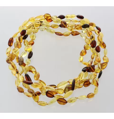 5 Mix BEANS Baltic amber adult necklaces 45cm