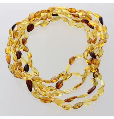 5 Mix BEANS Baltic amber adult necklaces 45cm