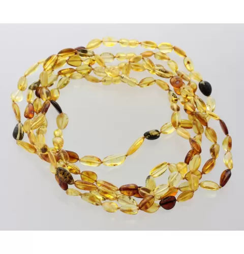 5 Mix BEANS Baltic amber adult necklaces 45cm